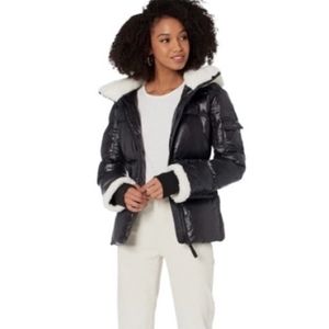 SAM. S13 Black Down Puffer Sherpa Trim Coat Jacket New NWT Size L